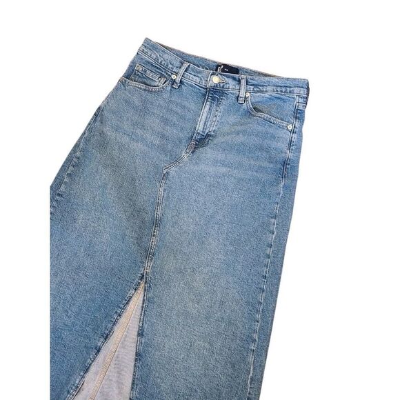 GAP Denim Maxi Skirt Medium Wash Womens Blue Jean Front Slip Long Skirt | 10 EUC - Picture 6 of 11